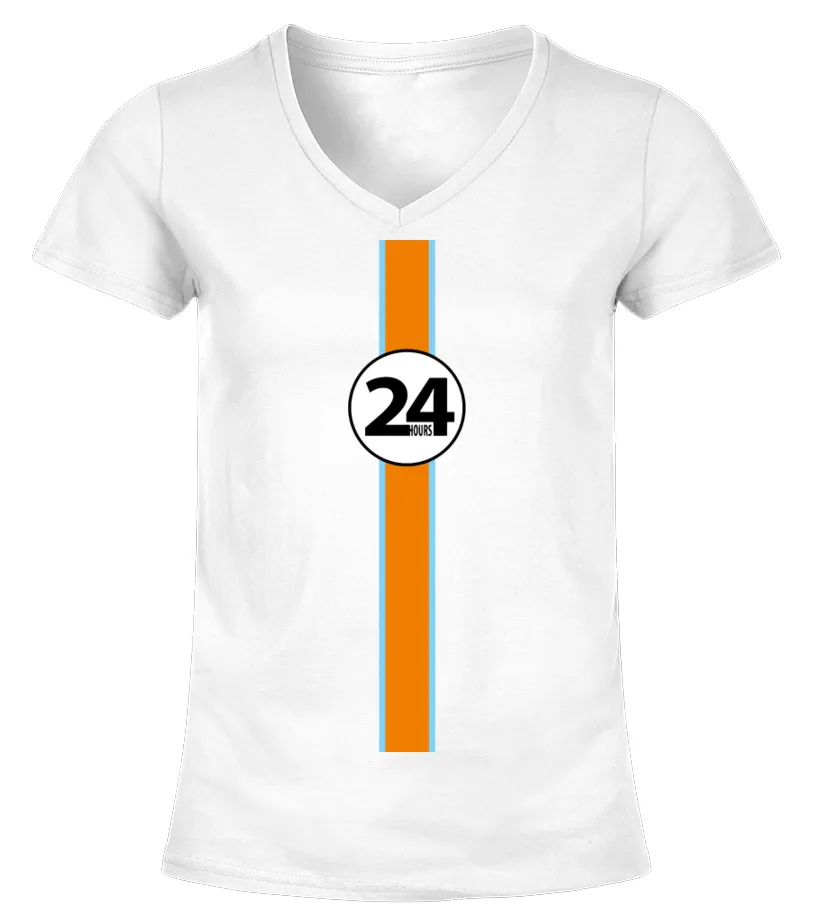 24 heures bleu orange Camiseta cuello pico Mujer