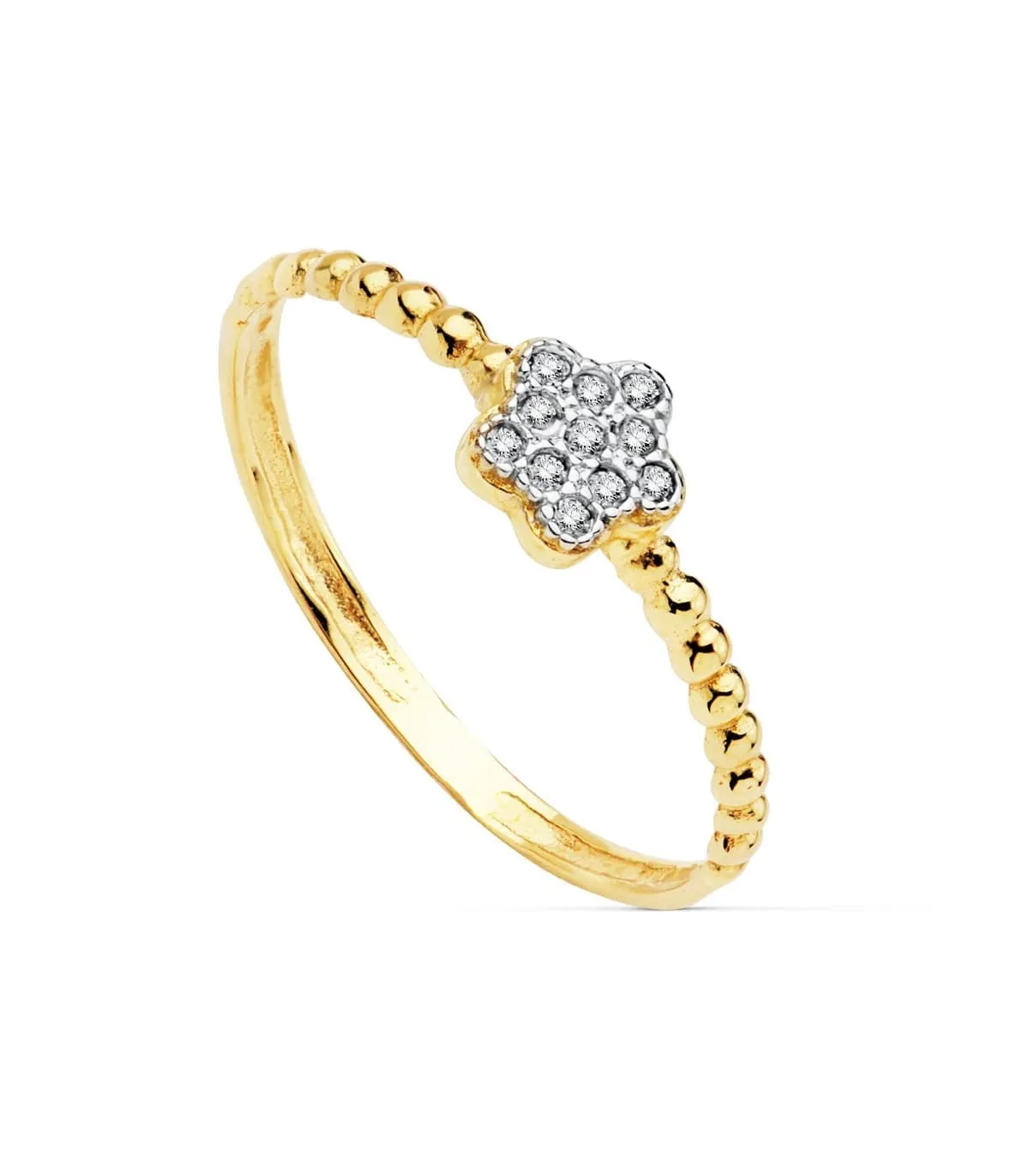 Bague Slim Boules Femme 2 Ors 18K Fleur