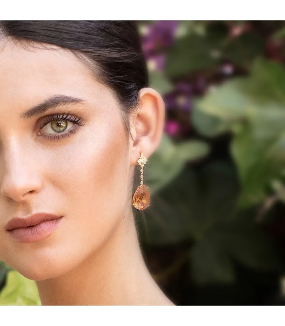 Boucles d'oreilles Dakota Or Jaune 18K Pierre Champagne