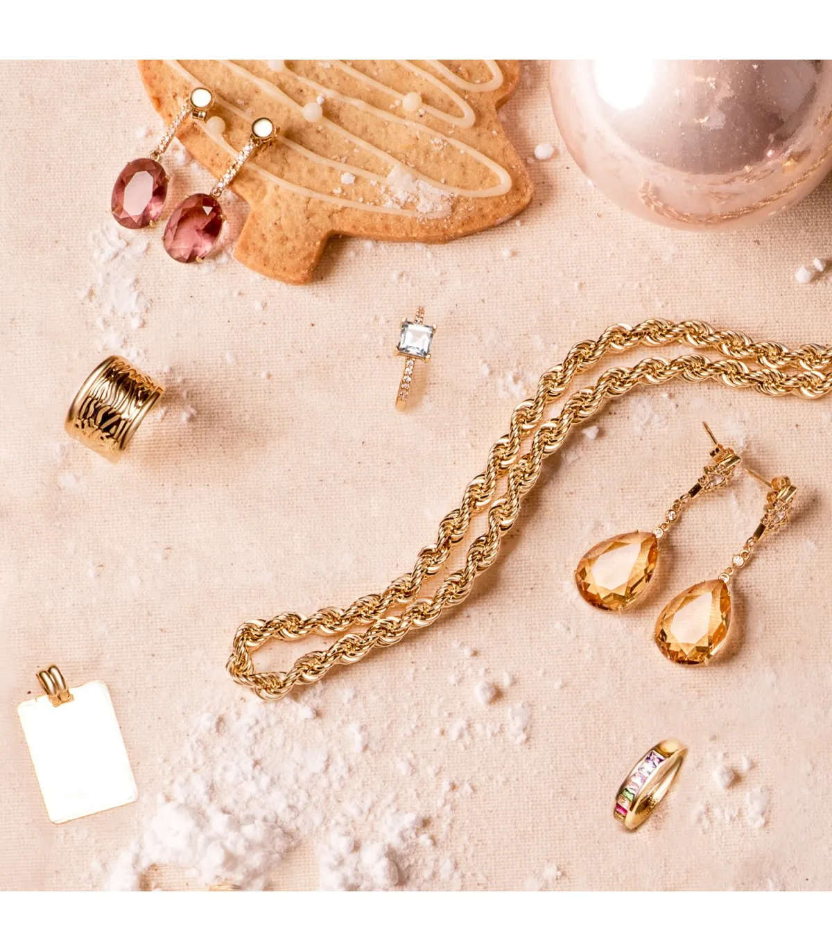 Boucles d'oreilles Dakota Or Jaune 18K Pierre Champagne