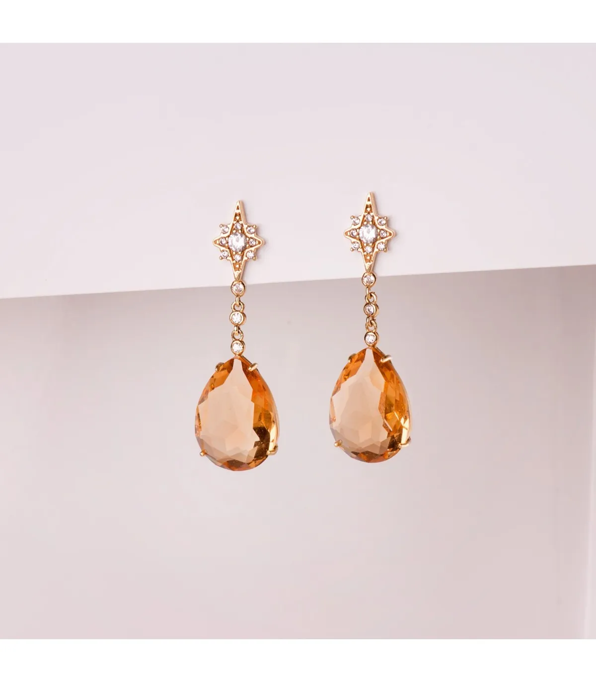 Boucles d'oreilles Dakota Or Jaune 18K Pierre Champagne