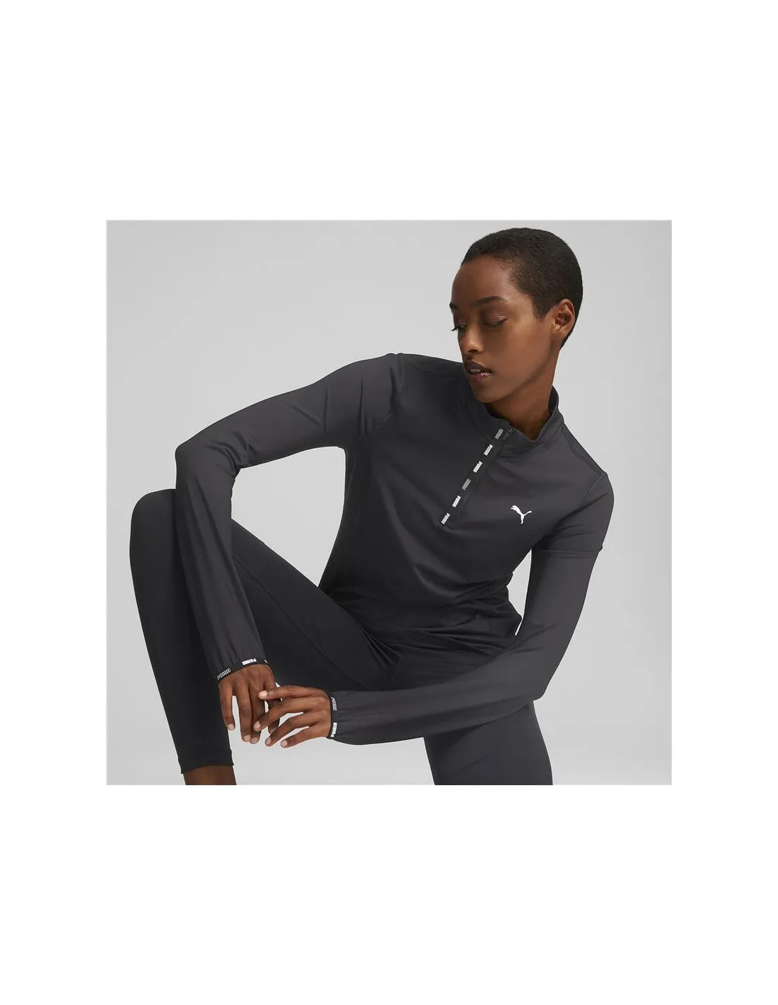 Camiseta Manga Larga de fitness Puma Strong 1/4 Zip Mujer BK
