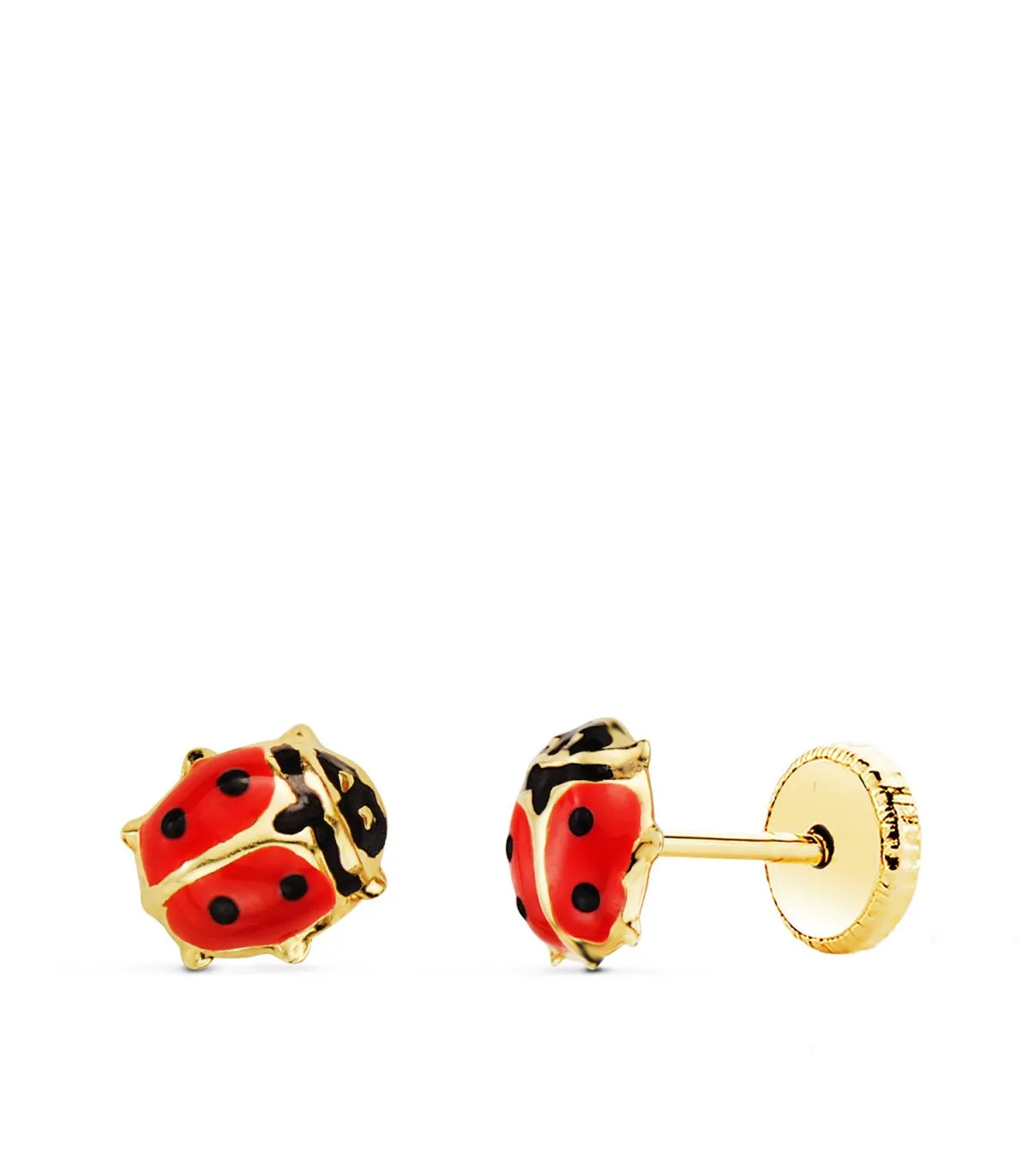 Clous d'oreilles or Coccinelle 6X5 mm 18 Carats