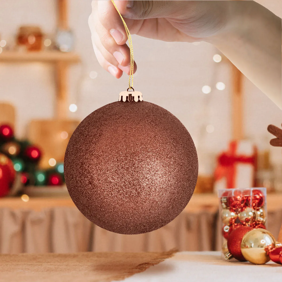 Esfera Jumbo Navidea color Cobre con Diamantina