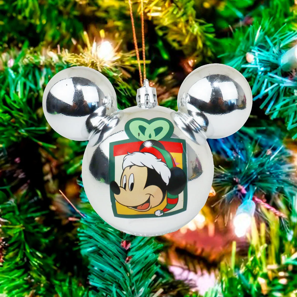 Esfera Navidea color Plata con Diseo de Mickey Mouse