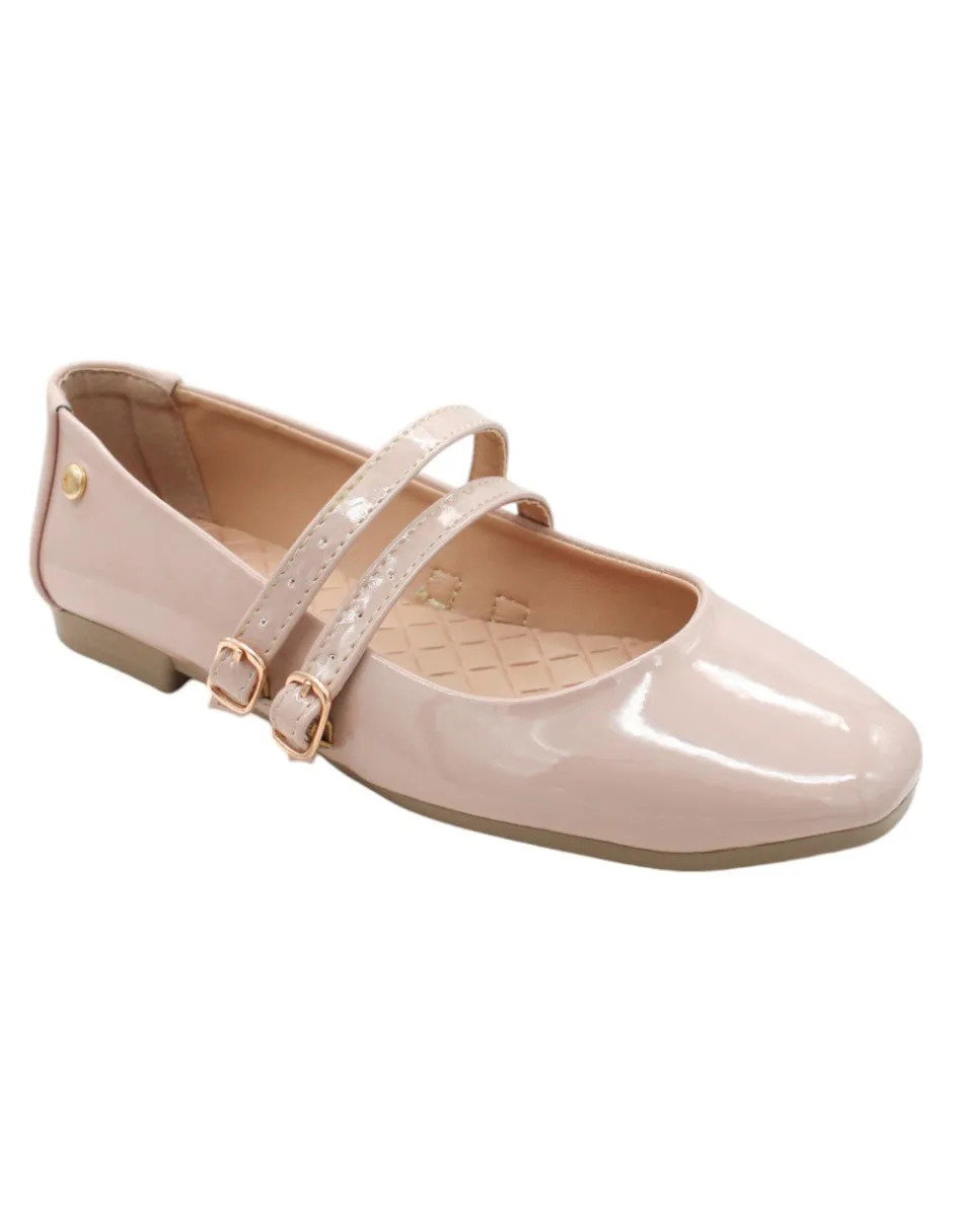 FLATS CLáSICAS JONE EN CHAROL  BEIGE