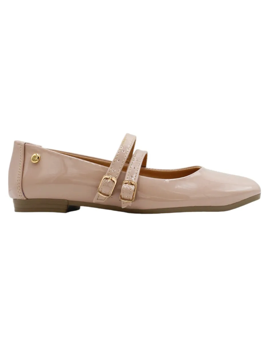 FLATS CLáSICAS JONE EN CHAROL  BEIGE