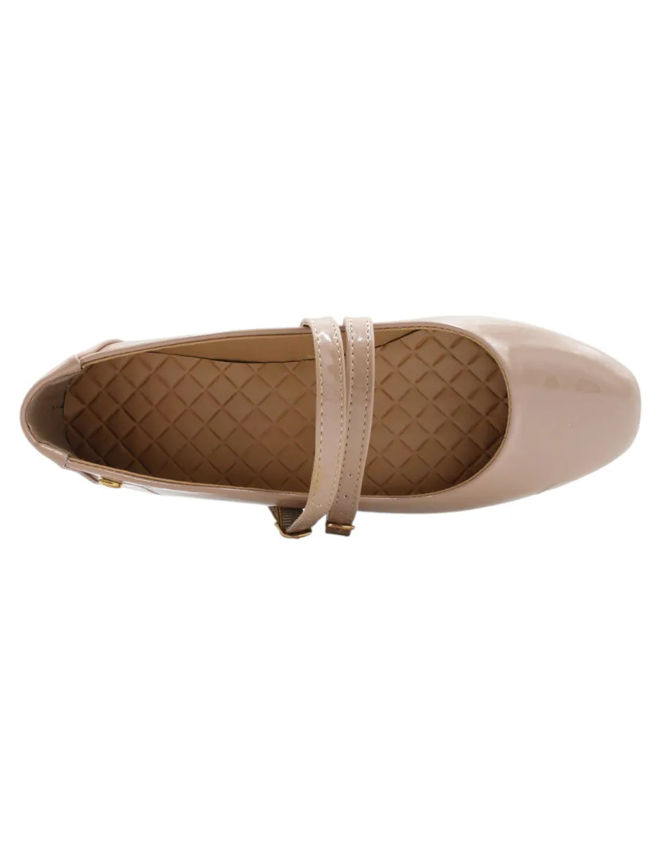 FLATS CLáSICAS JONE EN CHAROL  BEIGE