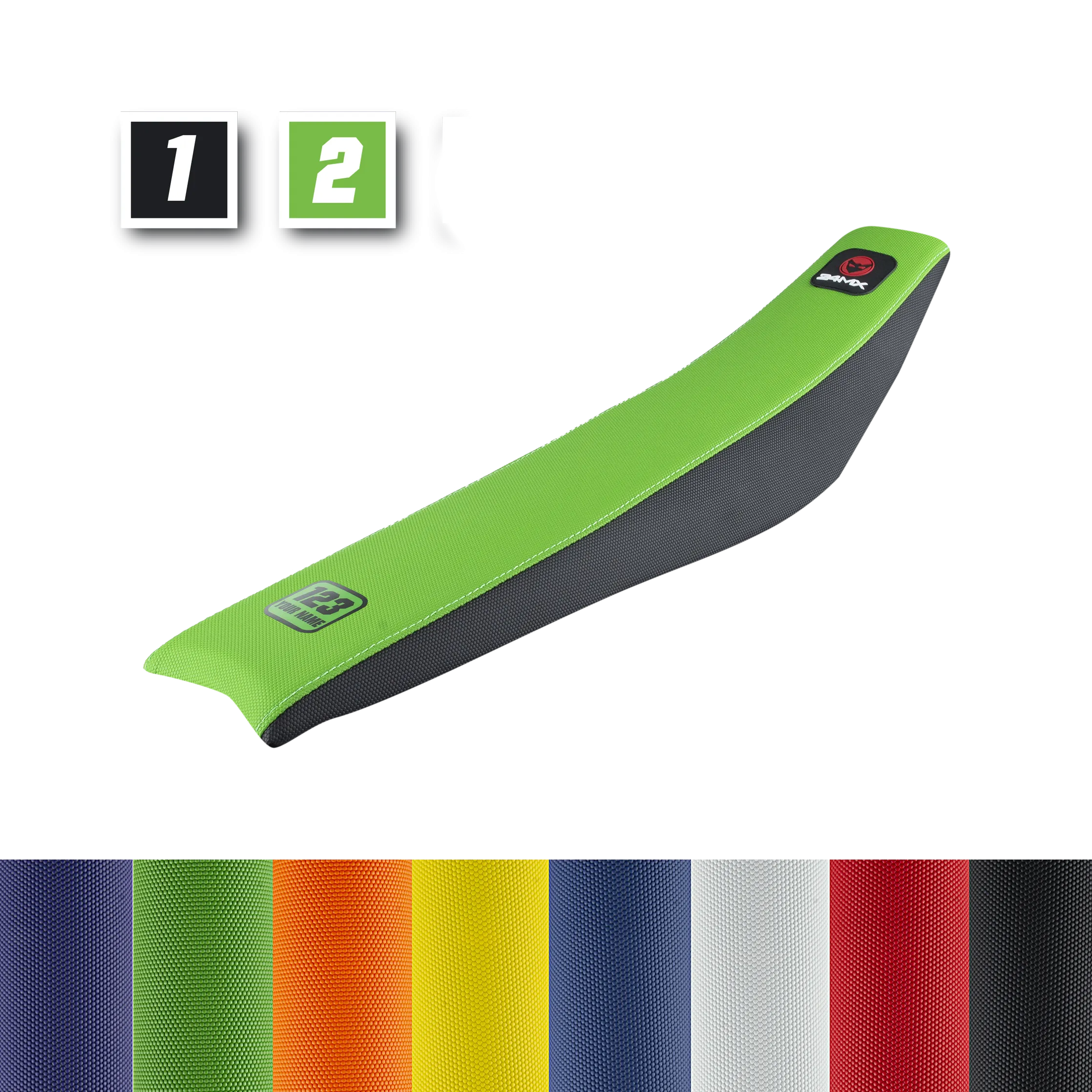 FUNDA DE ASIENTO PERSONALIZADA 24MX DUAL COLOR + NOMBRE 