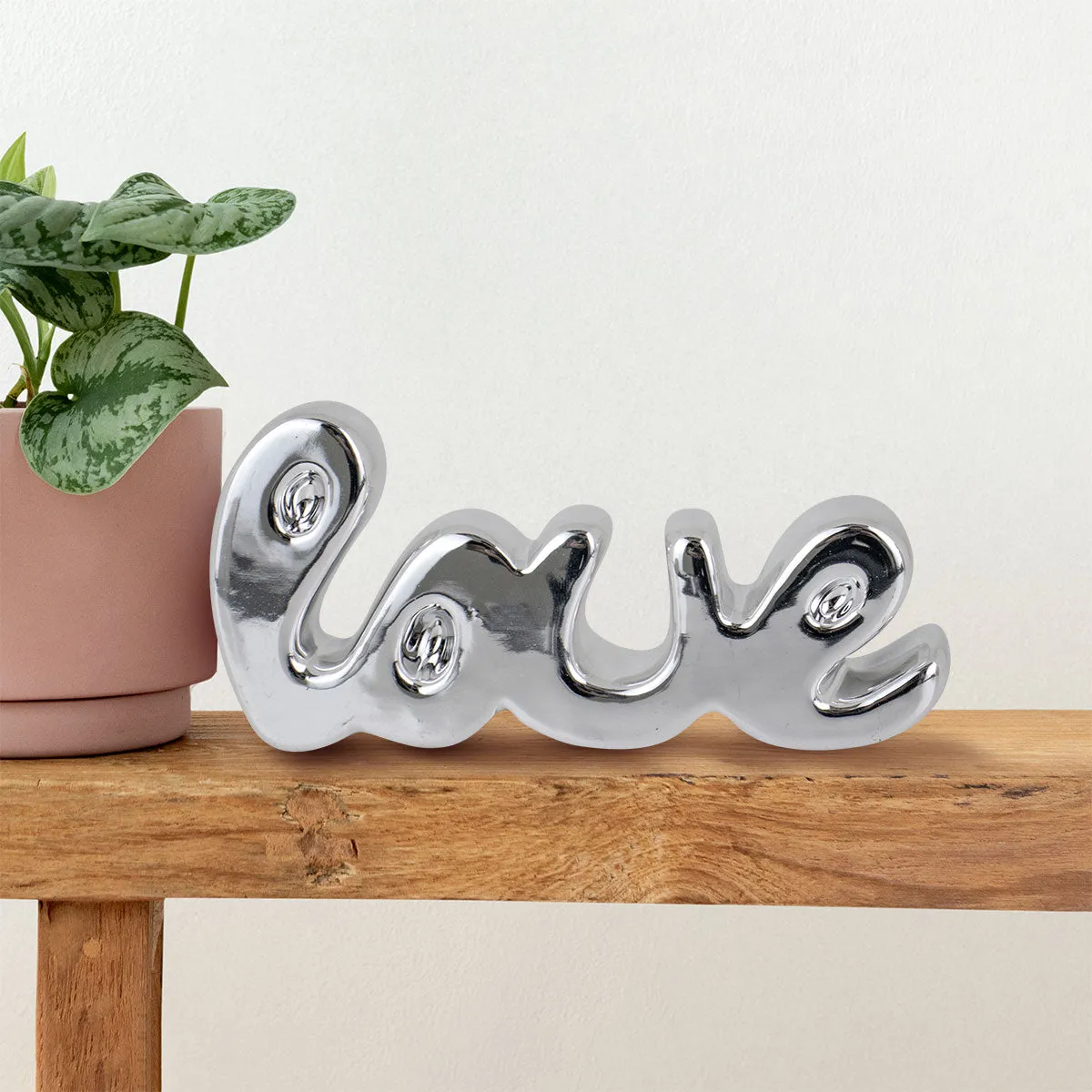 Letrero de mesa Love color Plata