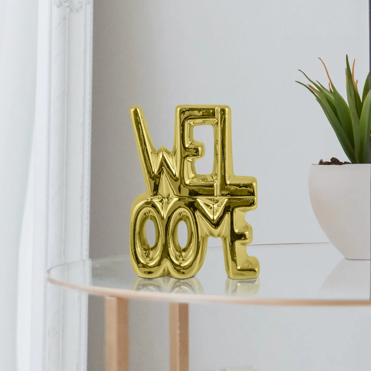 Letrero de mesa Welcome color Oro
