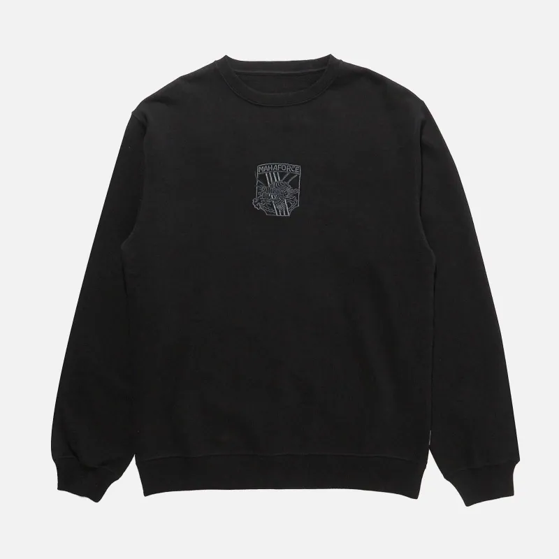 MAHARISHI 8075BLACK MAHA FORCE EMBROIDERED CREW