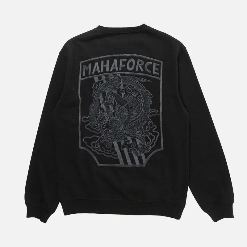 MAHARISHI 8075BLACK MAHA FORCE EMBROIDERED CREW