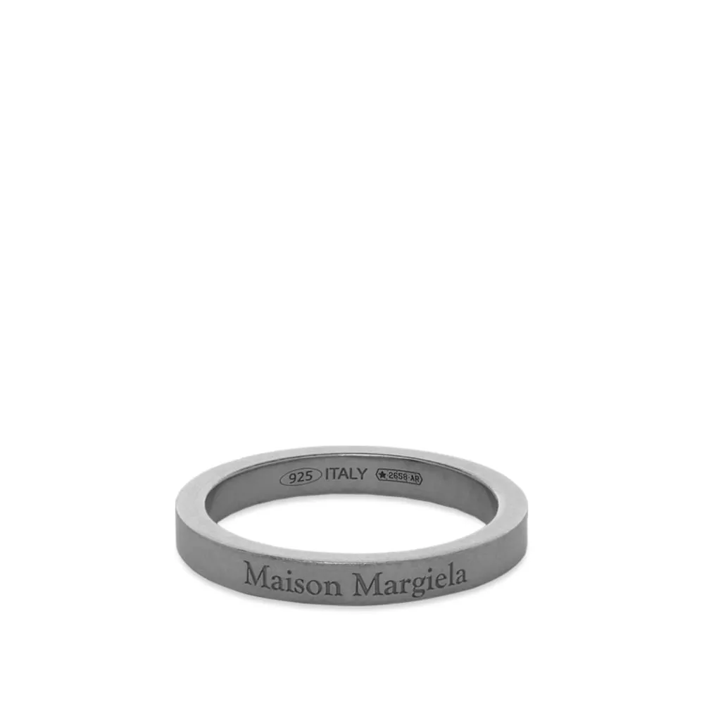 Maison Margiela Text Logo Slim Band Ring Palladium