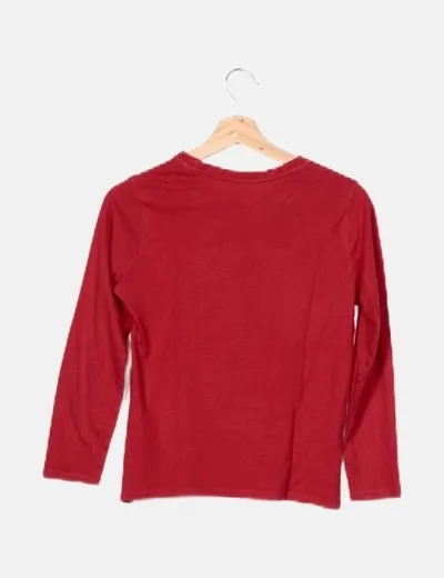 Mango Camiseta roja estampada