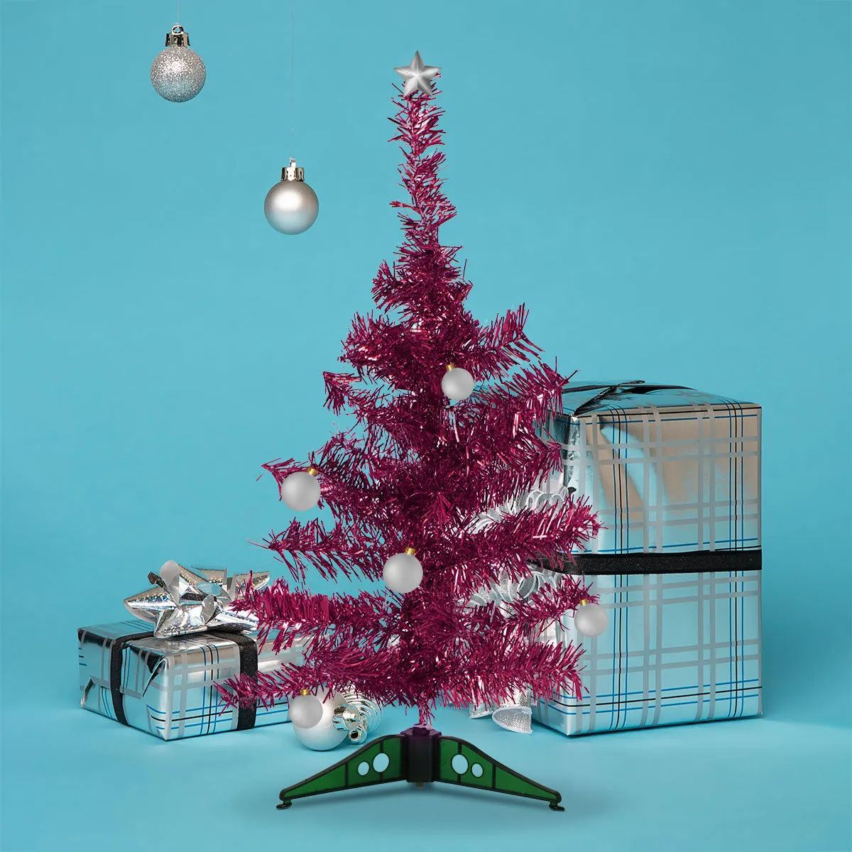 Mini rbol de Tinsel color Fucsia