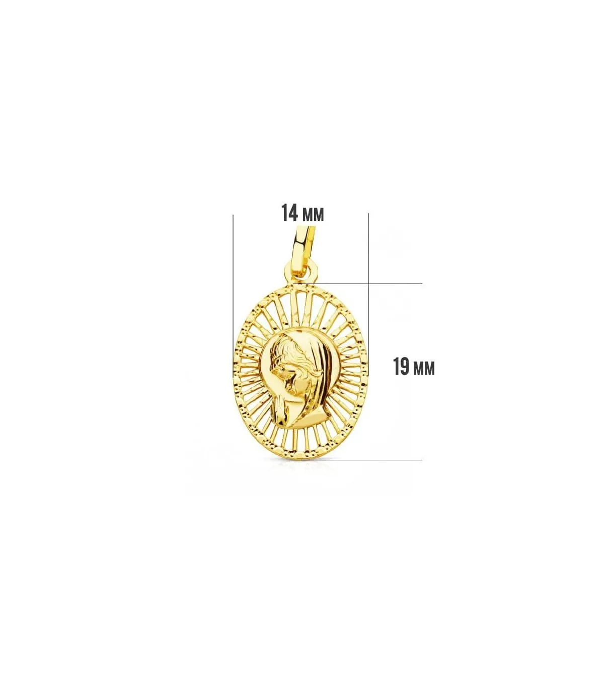 Médaille Vierge ajourée 18 K 19mm