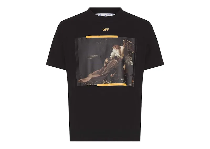 OFFWHITE ARROW CARAVAGGIO ST. FRAN SKATE SLIM TEE BLACK/YELLOW/MULTI
