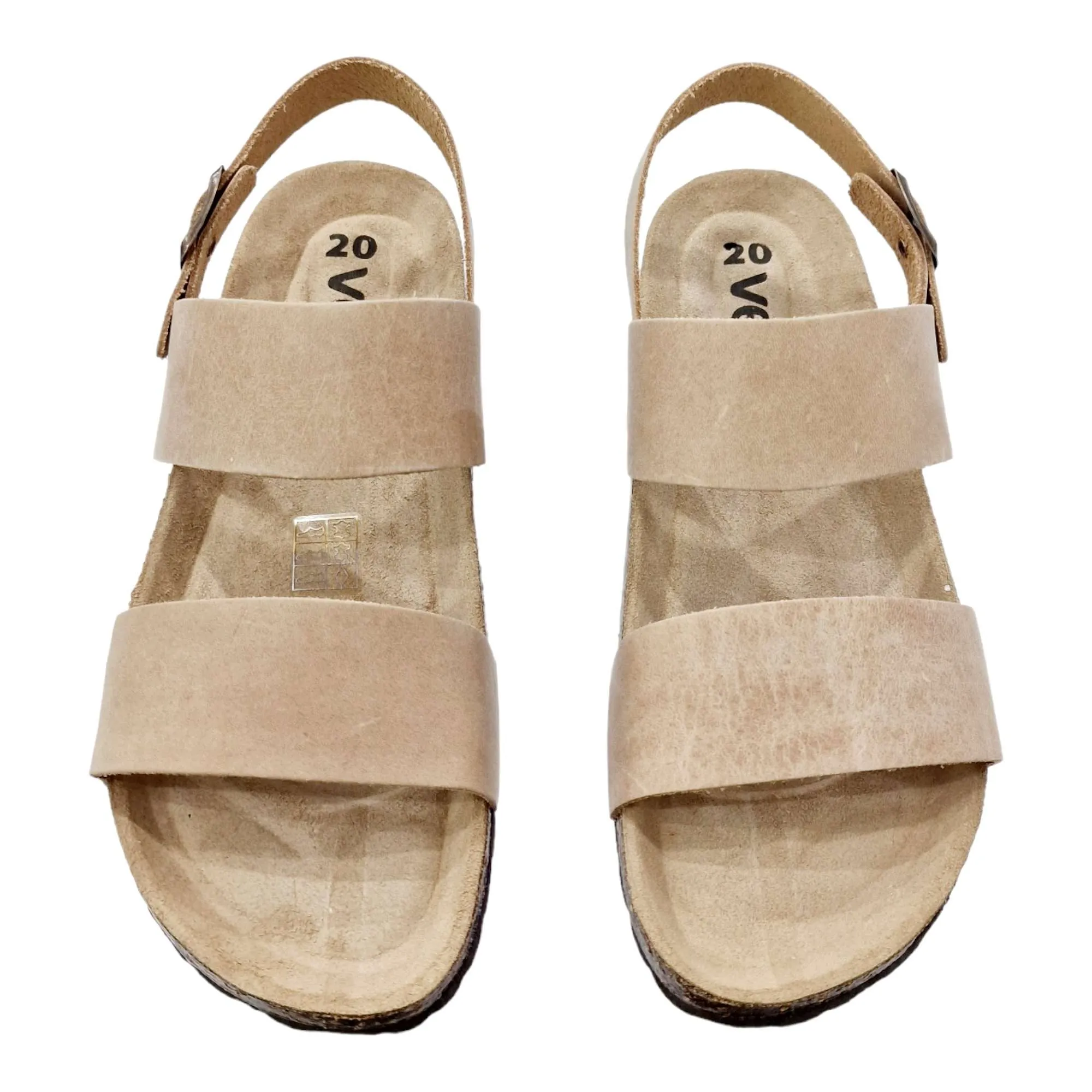 SANDALIA BIO HOMBRE DOBLE TIRA CON TALÓN BEIGE