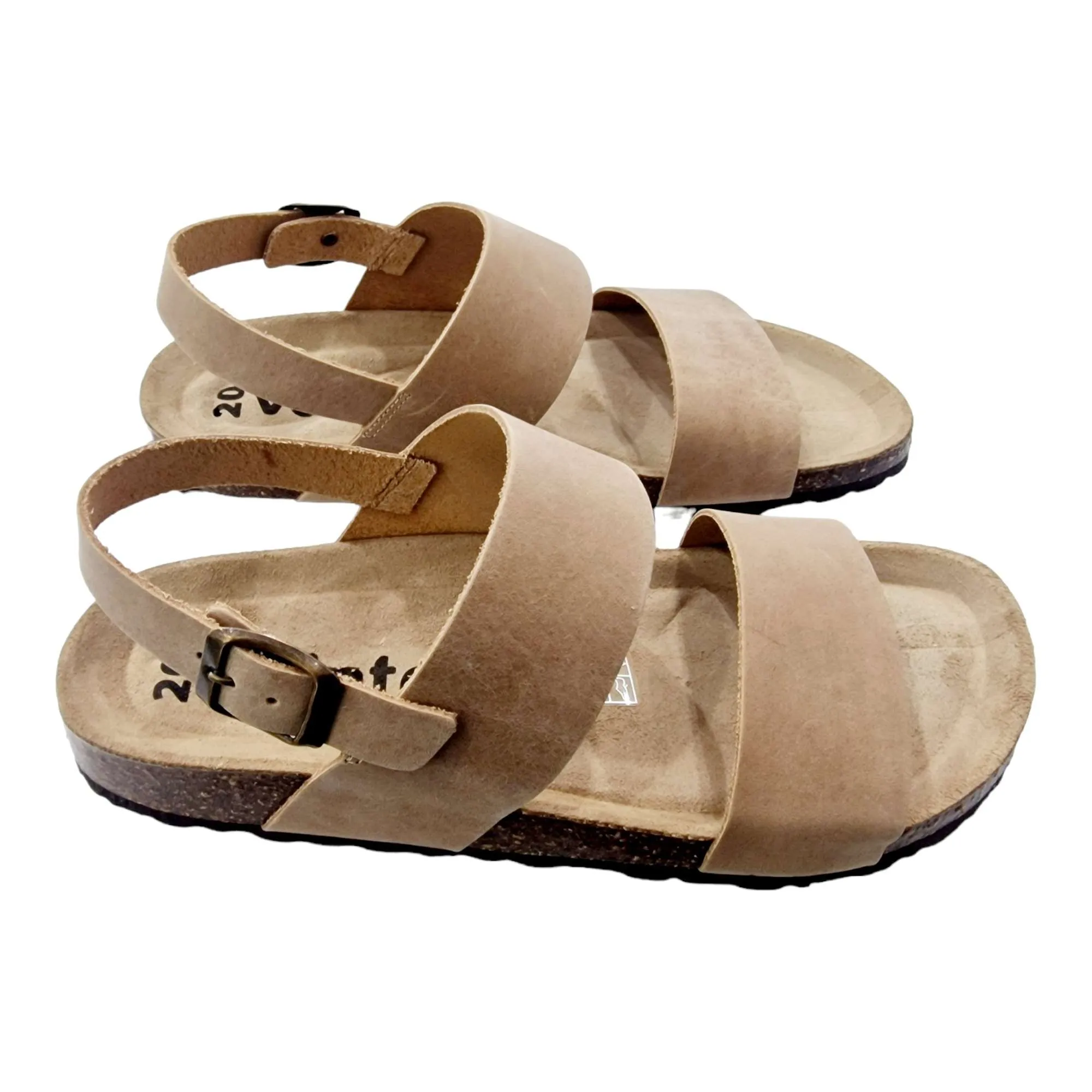 SANDALIA BIO HOMBRE DOBLE TIRA CON TALÓN BEIGE