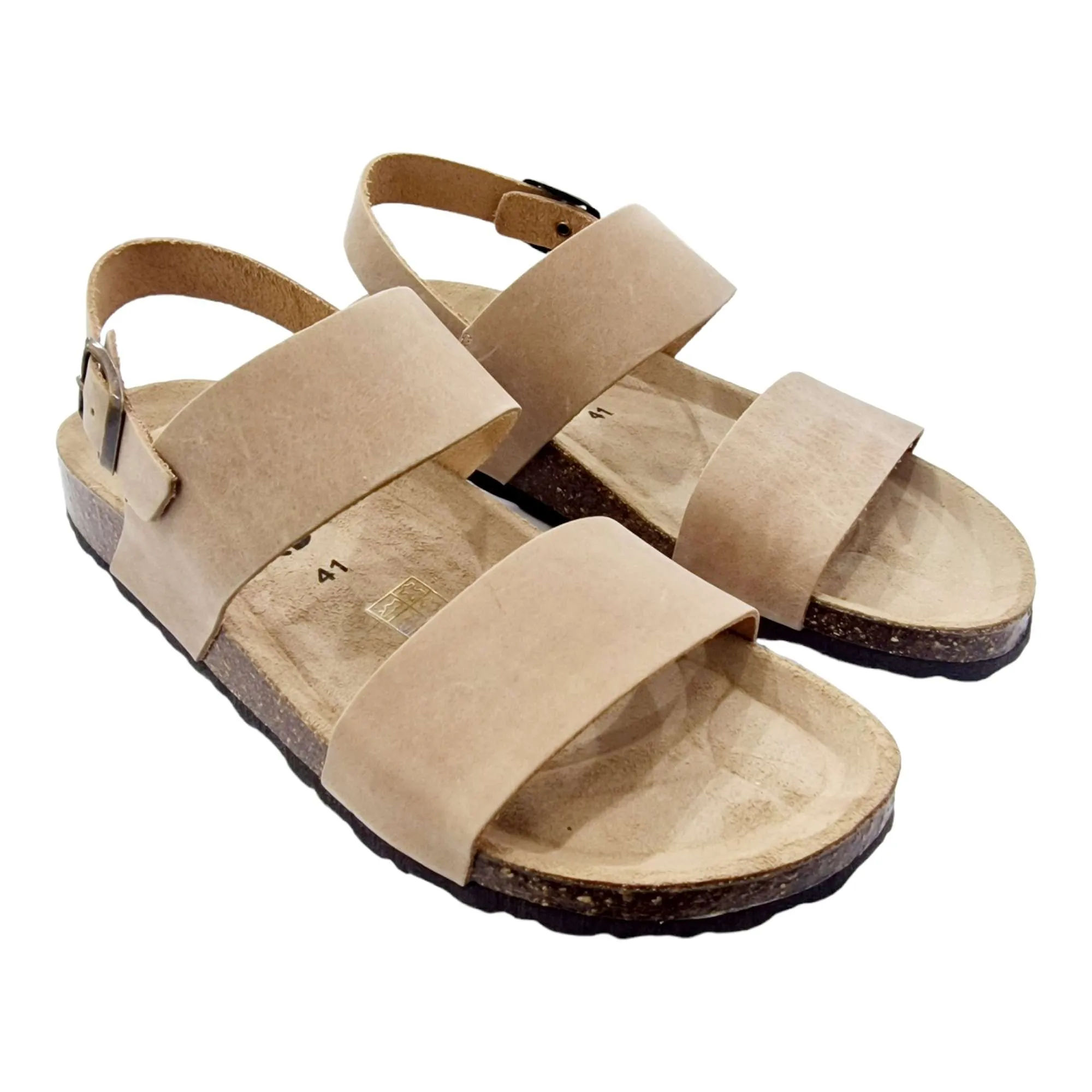 SANDALIA BIO HOMBRE DOBLE TIRA CON TALÓN BEIGE
