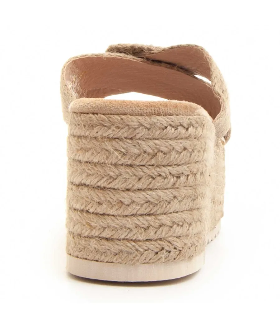 Sandalia Cómoda De Cuña Para Mujer.  Montevita  Cusand  83408 Beige