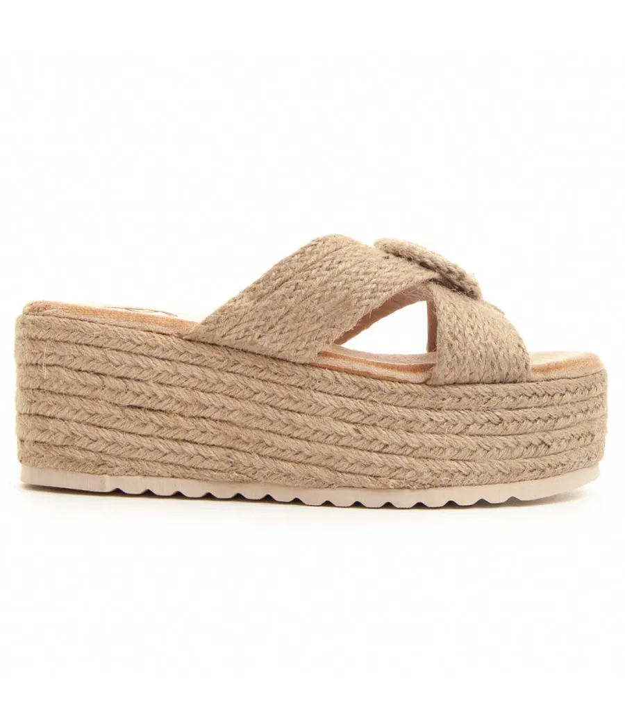 Sandalia Cómoda De Cuña Para Mujer.  Montevita  Cusand  83408 Beige