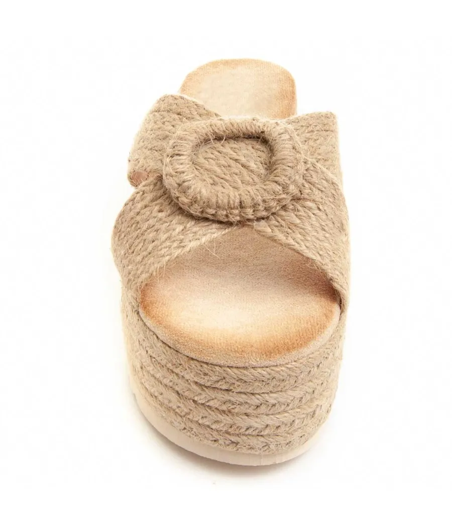Sandalia Cómoda De Cuña Para Mujer.  Montevita  Cusand  83408 Beige