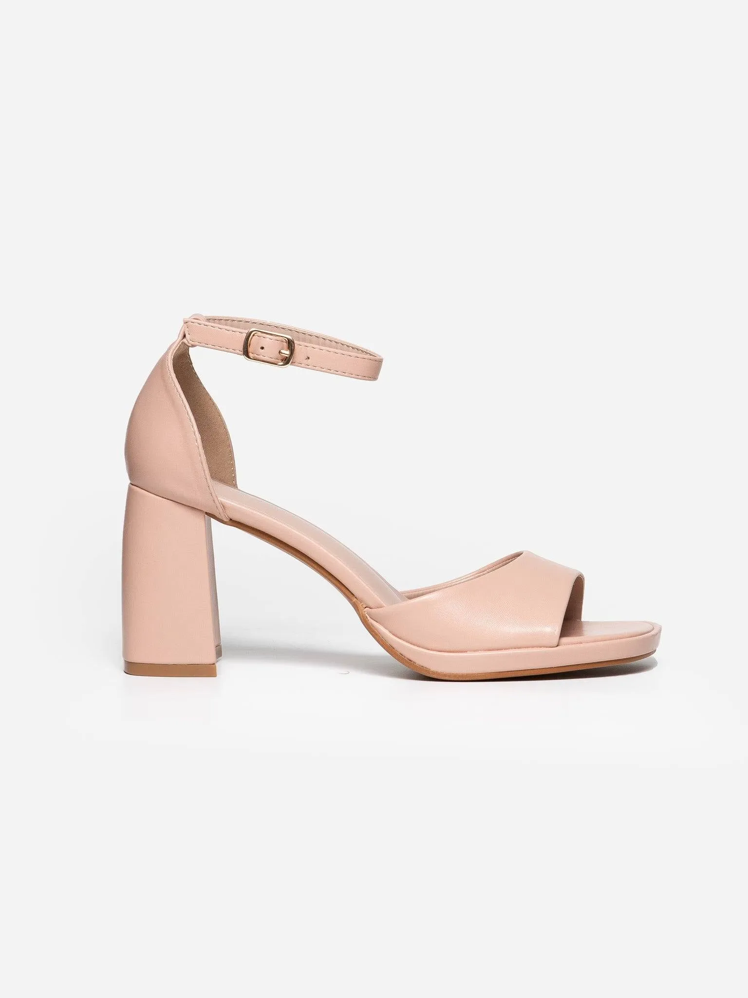 Sandalia Tacon Tobillera Beige
