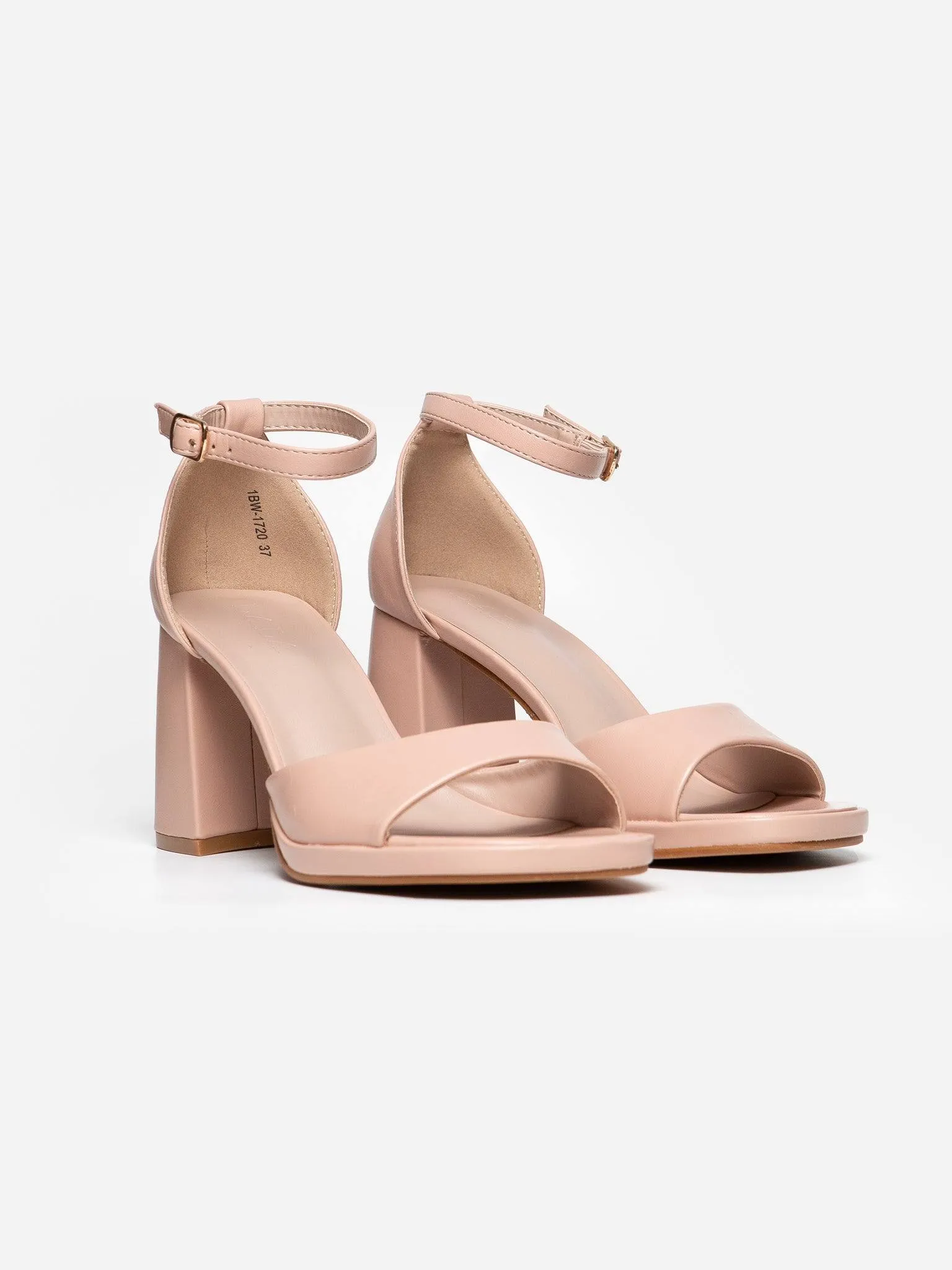 Sandalia Tacon Tobillera Beige