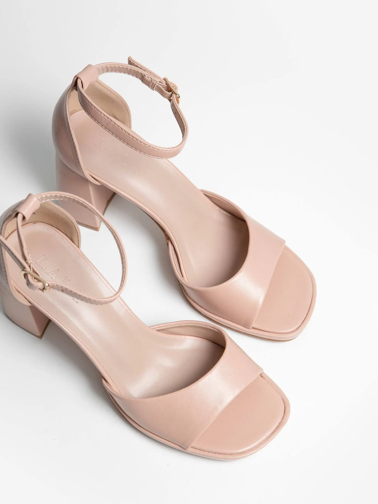 Sandalia Tacon Tobillera Beige