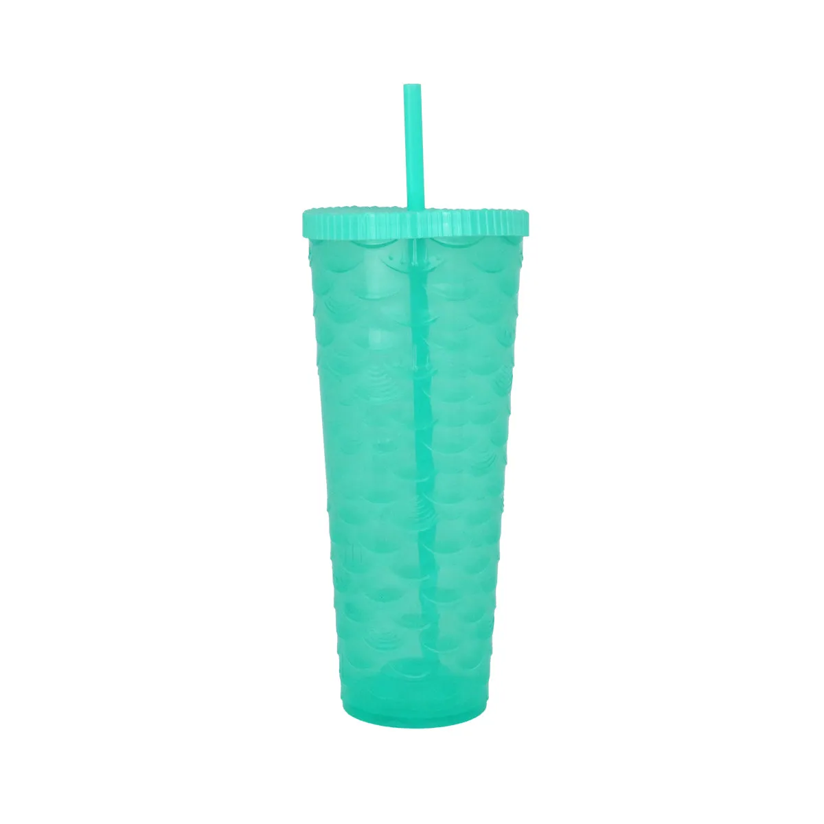 Vaso Decorado color Aqua con Popote, 1100ml