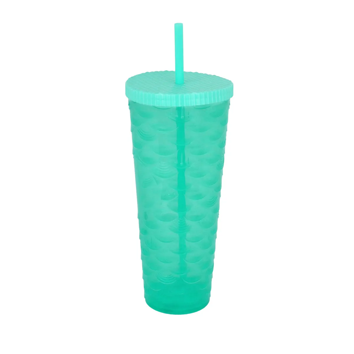 Vaso Decorado color Aqua con Popote, 1100ml