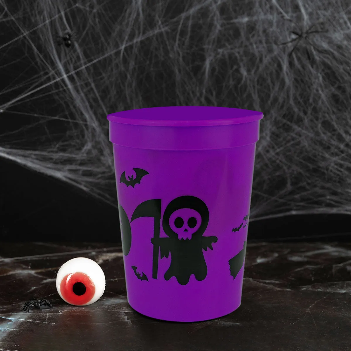 Vasos Color Morado con Diseo de Halloween